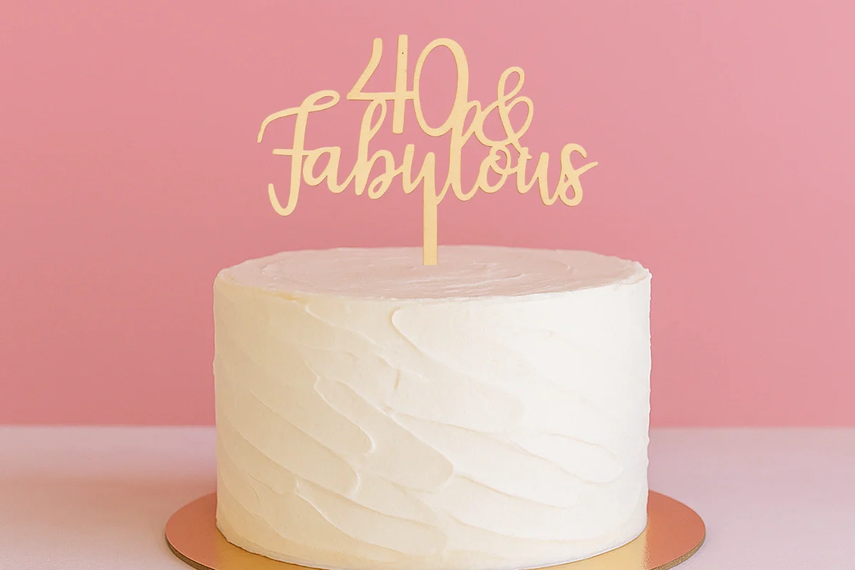 40 and Fabulous - Birthday Cake Topper - Wood Look - Iconic Cake Art - Image 2