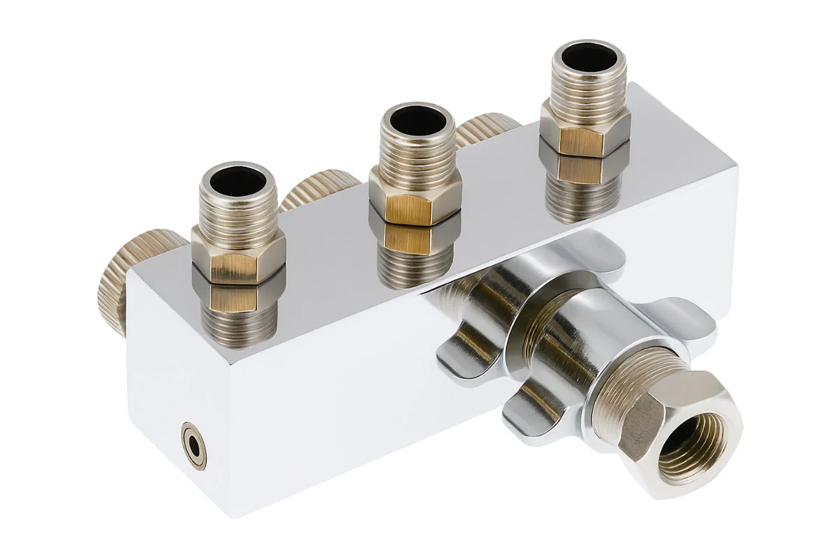Airbrush Hose Splitter with Regulated Manifold Valves - 3 Ways