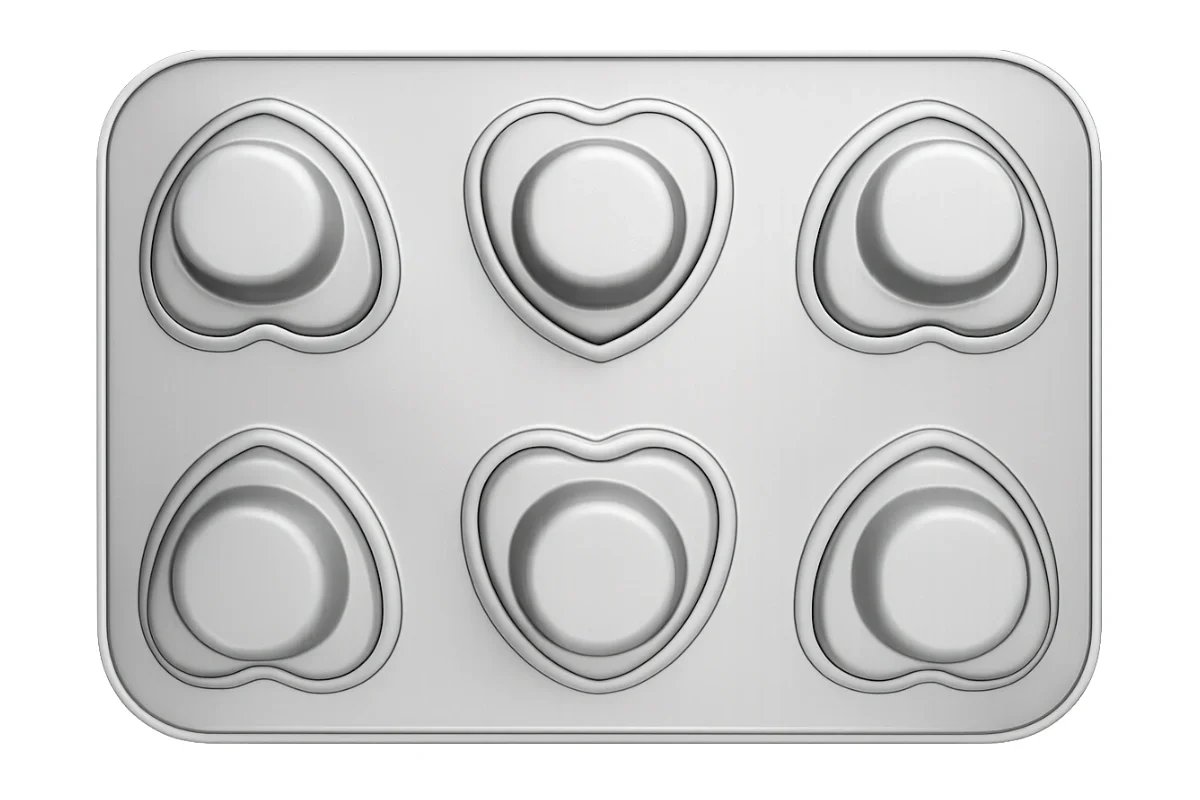 Anodized 6 Heart Cup Muffin Pan - Hot Stuff Bakeware - Image 4