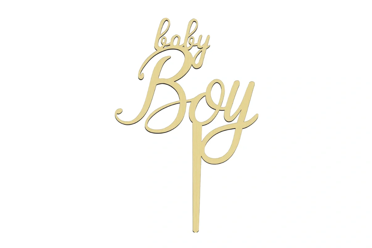 Baby Boy - Wood Look Cake Topper - Iconic Cake Art - Image 3