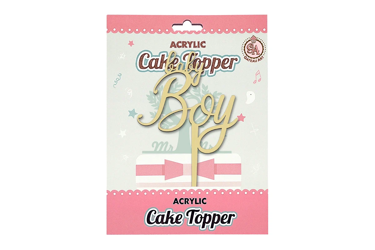 Baby Boy - Wood Look Cake Topper - Iconic Cake Art - Image 4