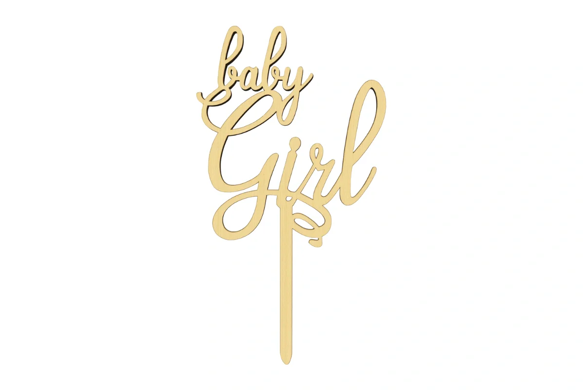 Baby Girl - Wood Look Cake Topper - Iconic Cake Art - Image 3