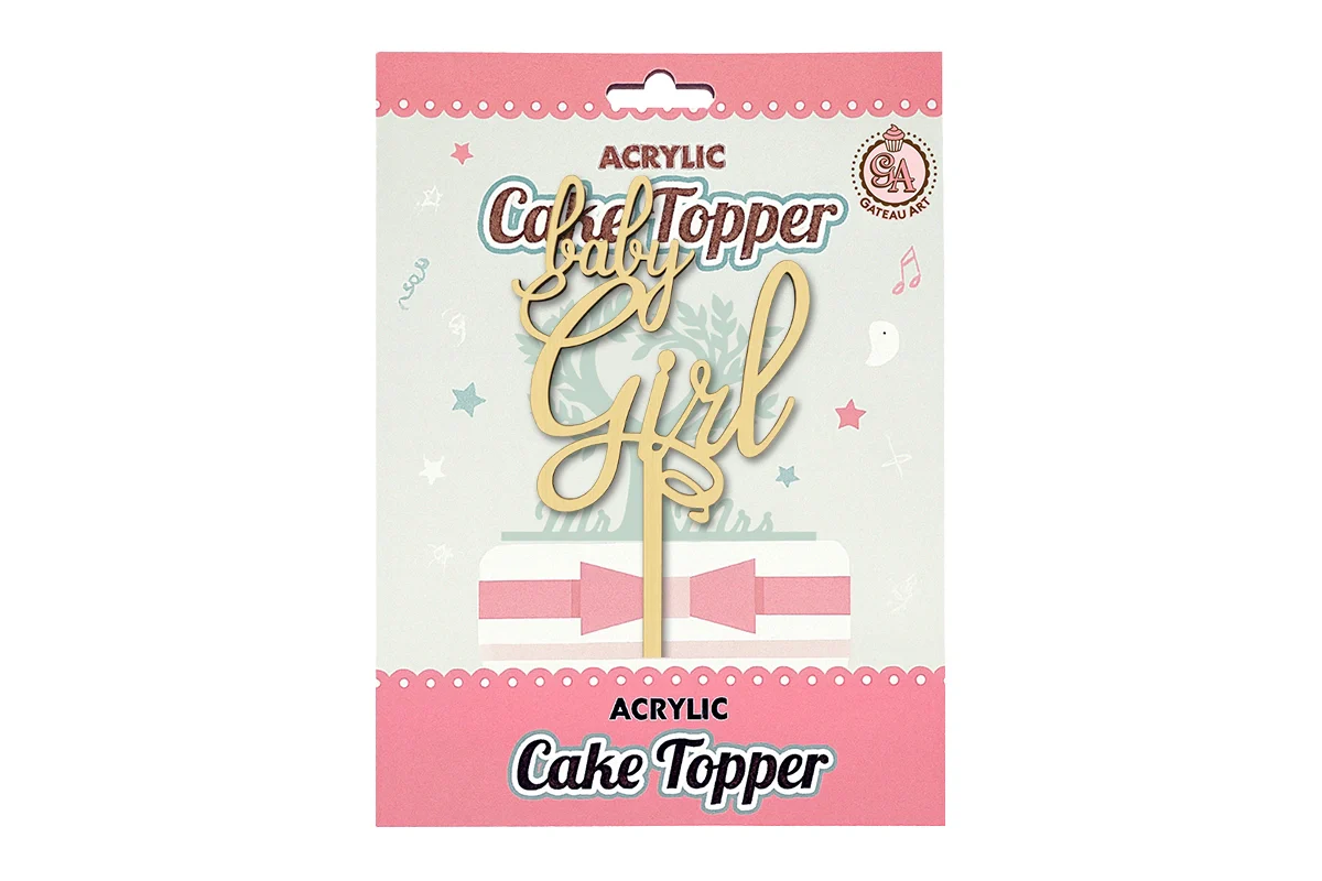 Baby Girl - Wood Look Cake Topper - Iconic Cake Art - Image 4