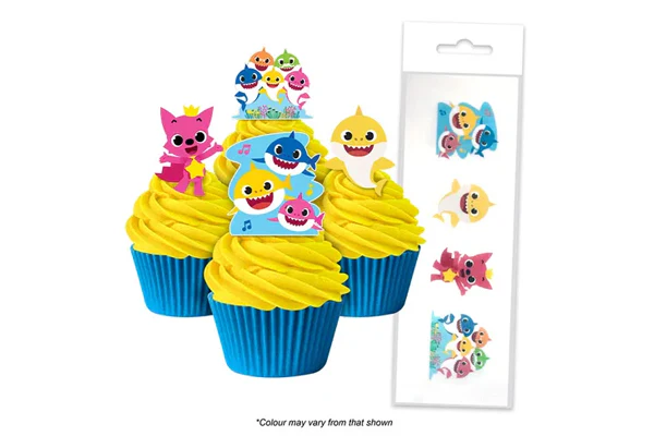 Baby Shark Edible Wafer Cupcake Toppers (16 Pack) - BSC