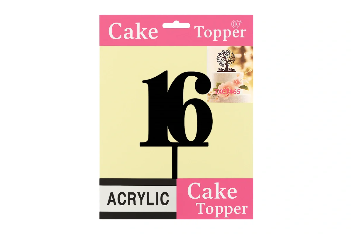 Black 16 Number Cake Topper - Anniversary Birthday - Iconic Cake Art - Image 4