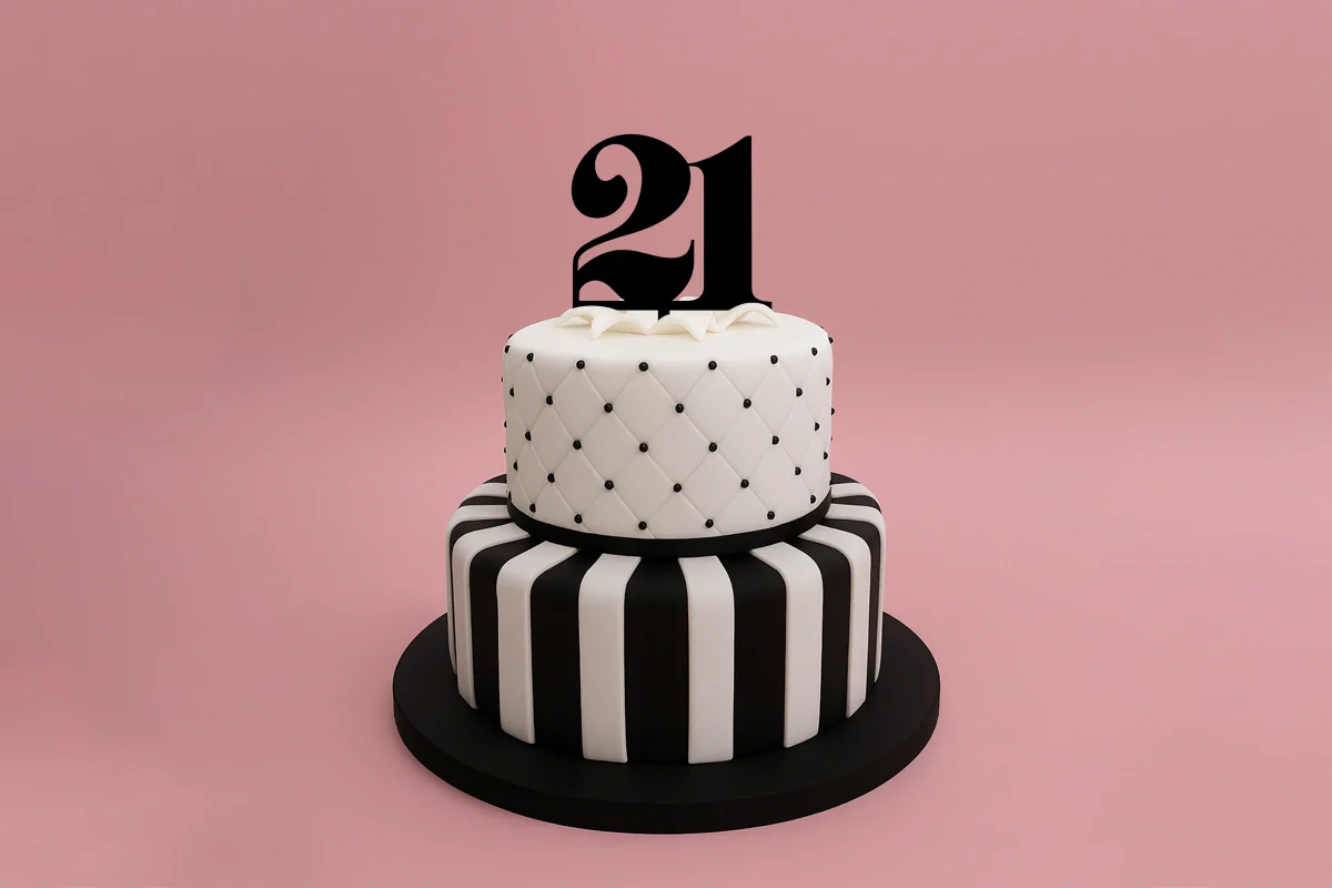 Black 21 Number Cake Topper - Anniversary Birthday - Iconic Cake Art - Image 2