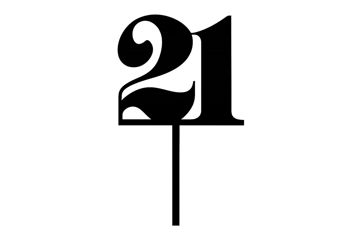 Black 21 Number Cake Topper - Anniversary Birthday - Iconic Cake Art - Image 3