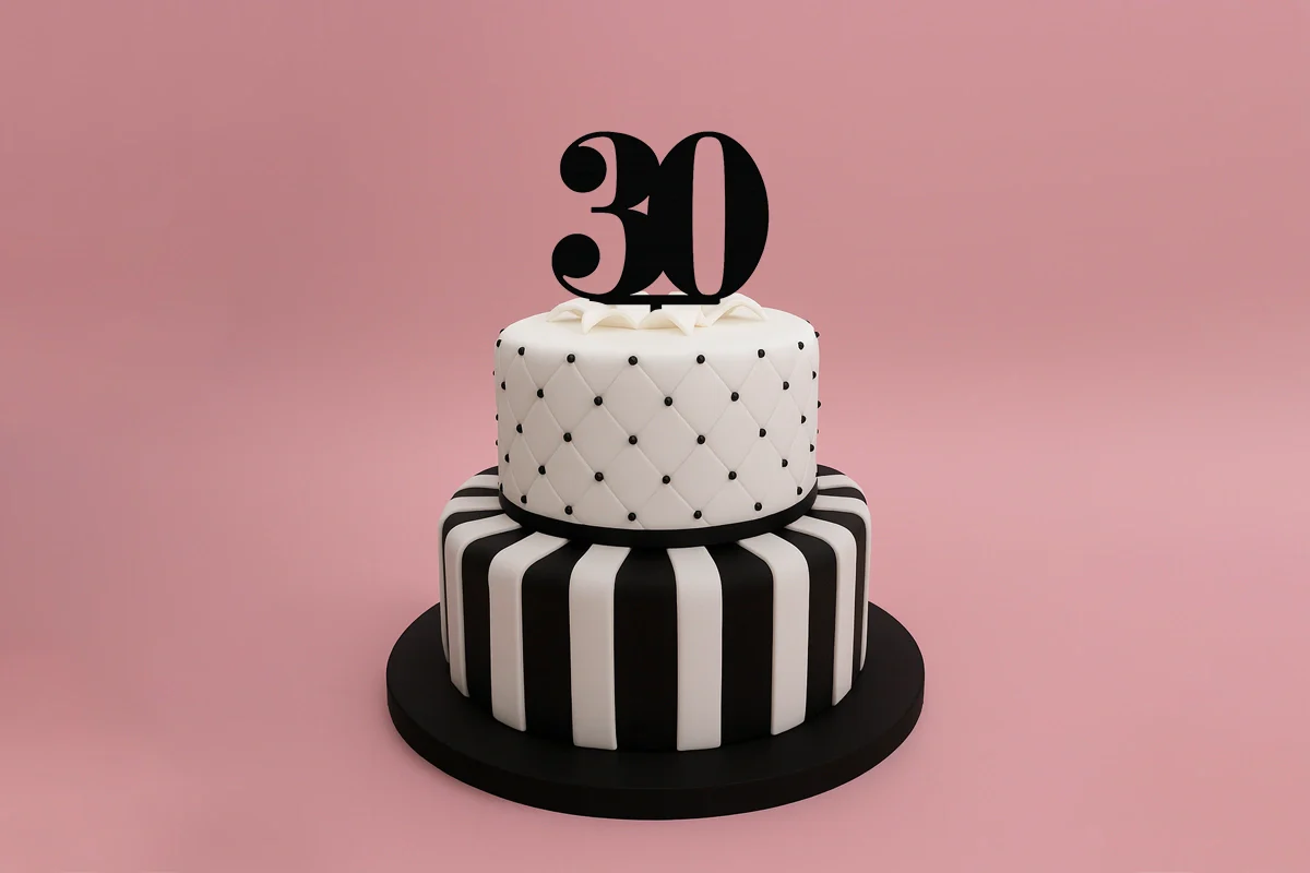 Black 30 Number Cake Topper - Anniversary Birthday - Iconic Cake Art - Image 2