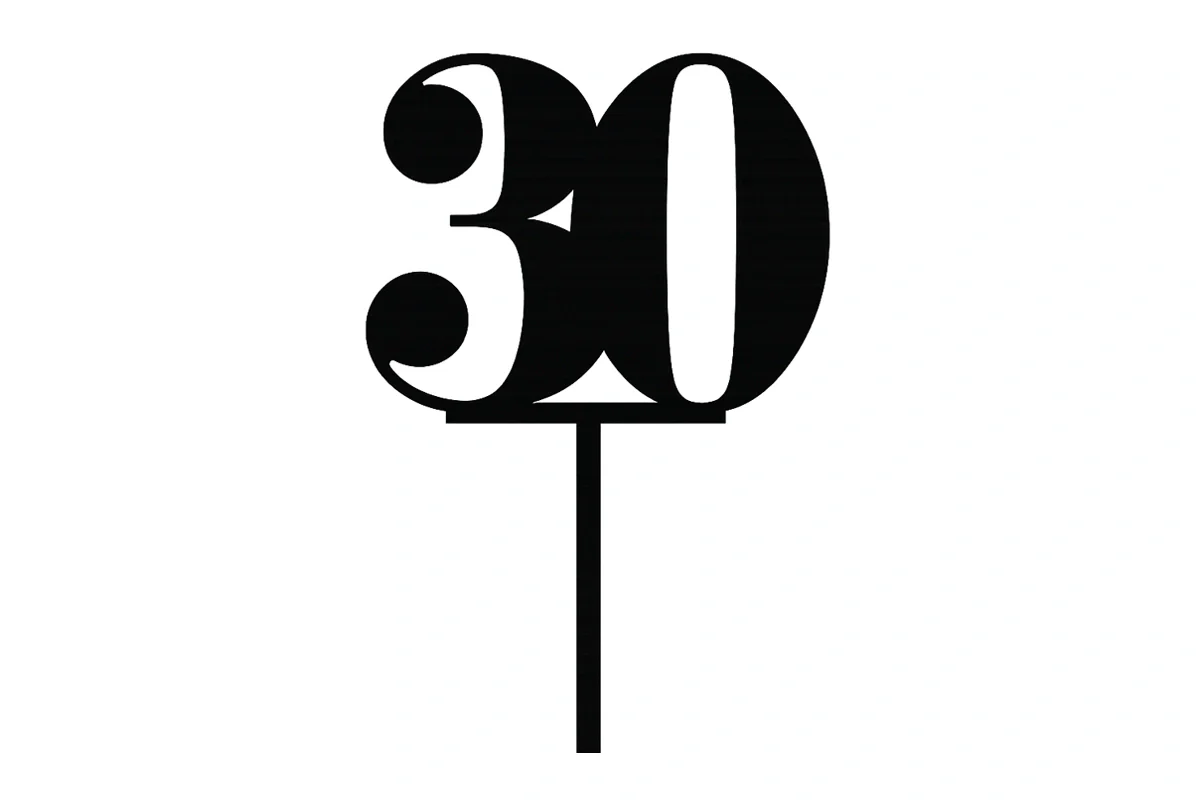 Black 30 Number Cake Topper - Anniversary Birthday - Iconic Cake Art - Image 3