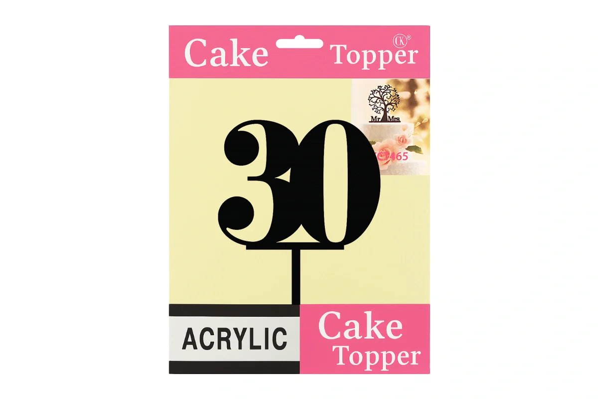 Black 30 Number Cake Topper - Anniversary Birthday - Iconic Cake Art - Image 4