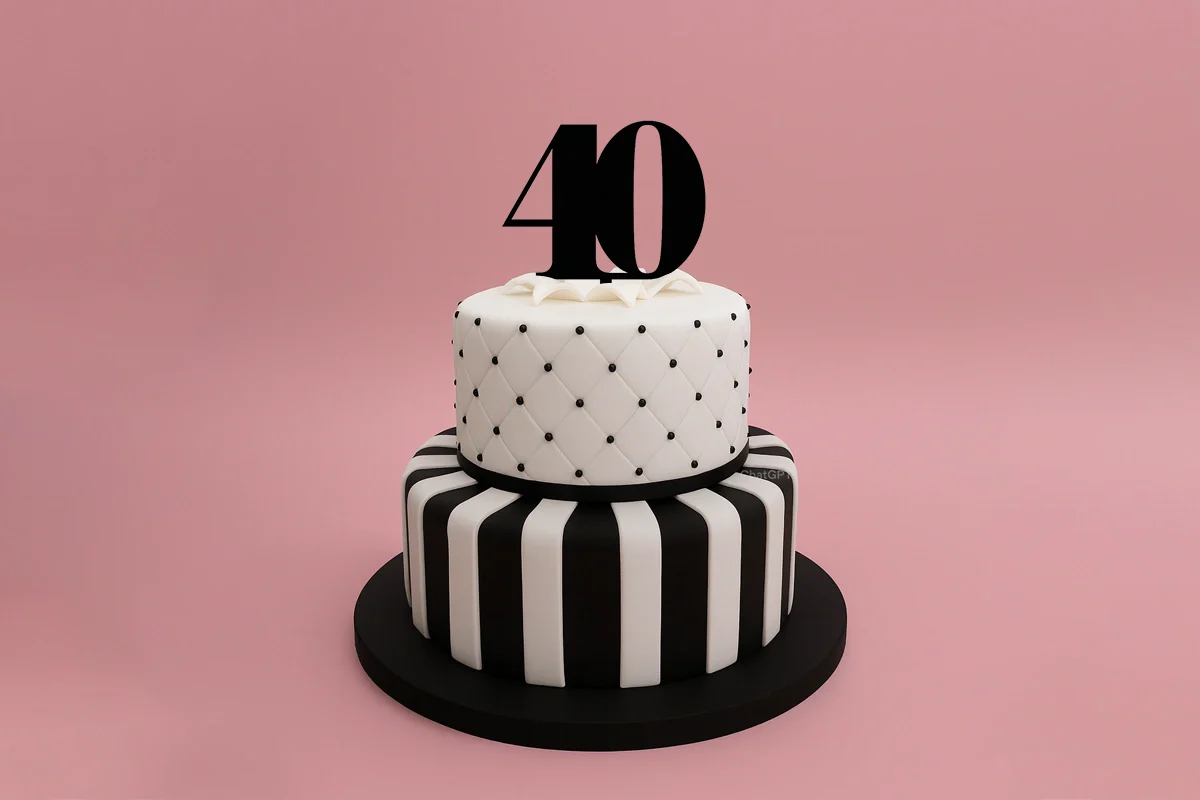 Black 40 Number Cake Topper - Anniversary Birthday - Iconic Cake Art - Image 2