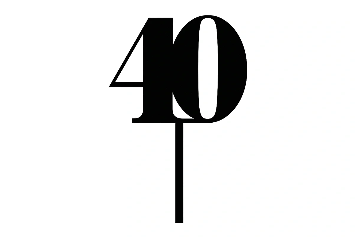 Black 40 Number Cake Topper - Anniversary Birthday - Iconic Cake Art - Image 3