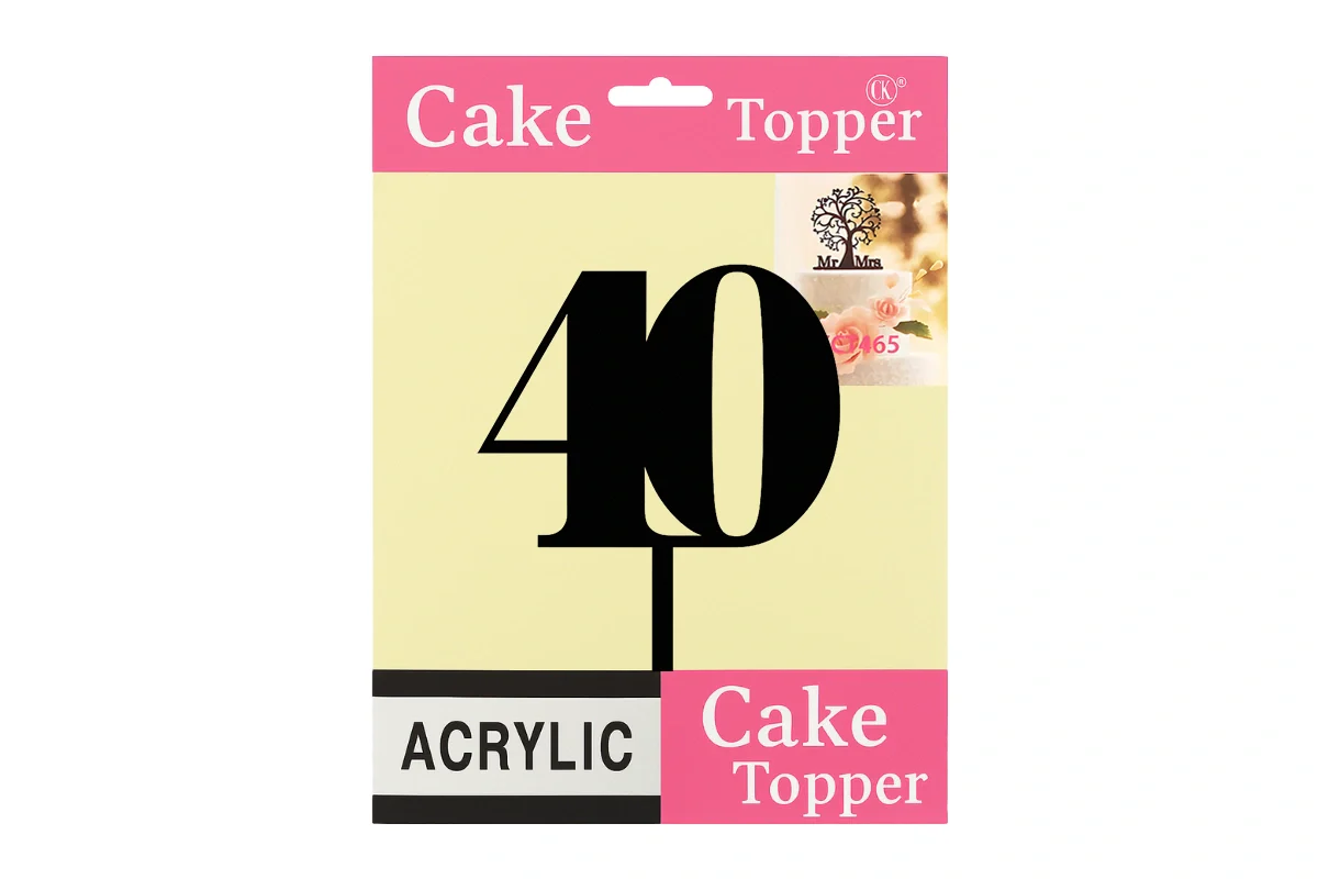 Black 40 Number Cake Topper - Anniversary Birthday - Iconic Cake Art - Image 4