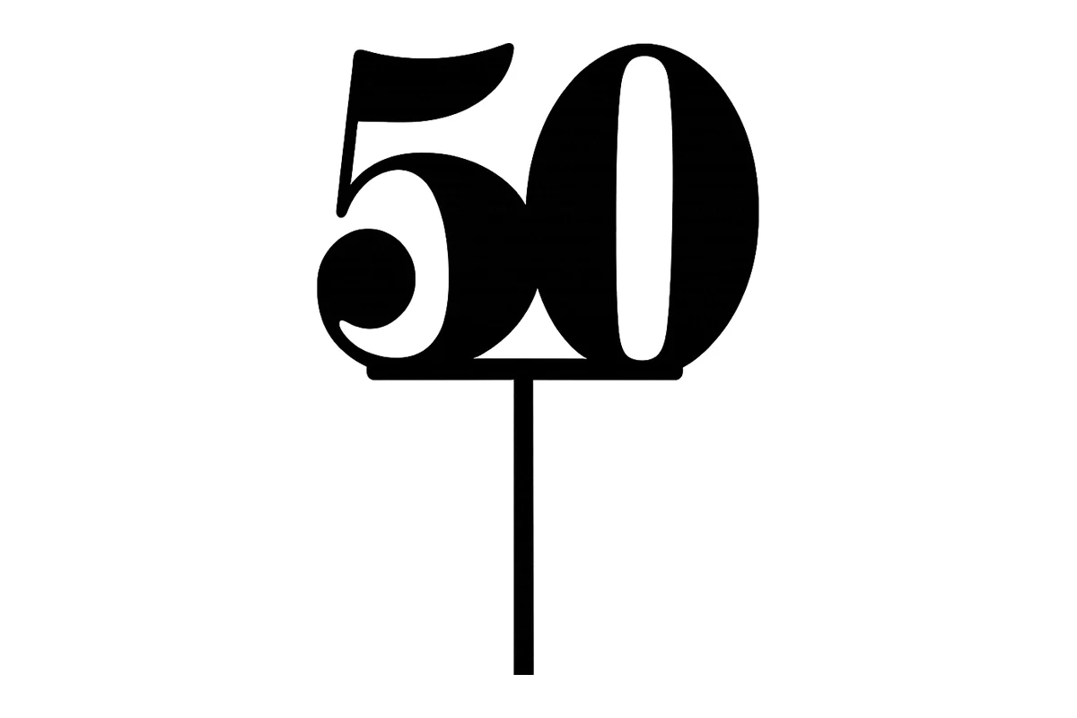 Black 50 Number Cake Topper - Anniversary Birthday - Iconic Cake Art - Image 3