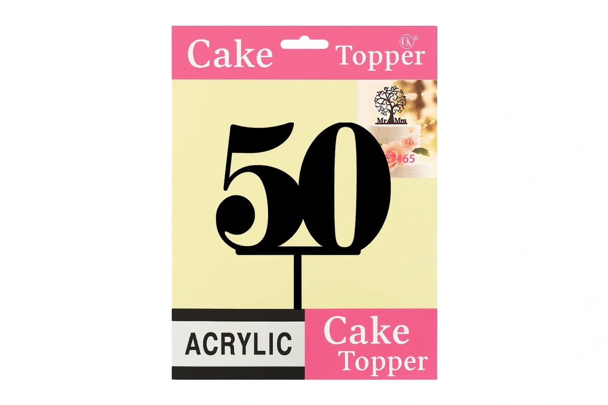 Black 50 Number Cake Topper - Anniversary Birthday - Iconic Cake Art - Image 4