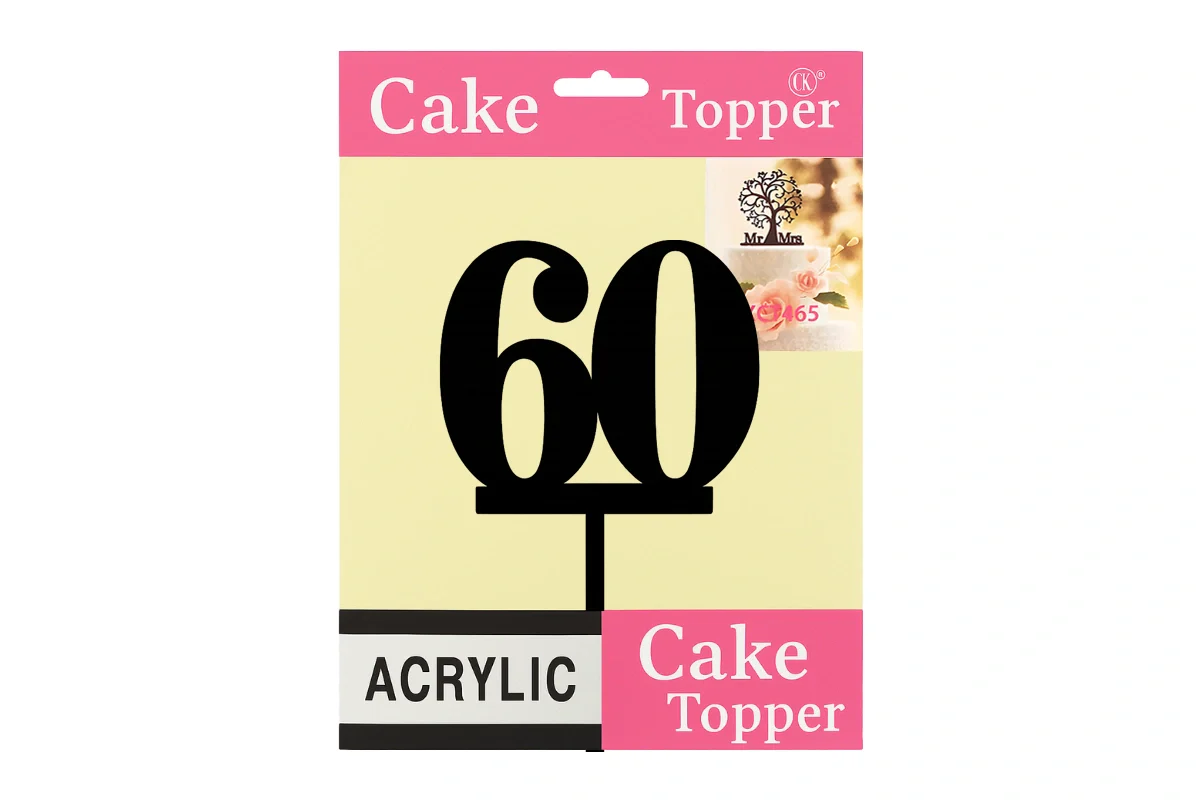 Black 60 Number Cake Topper - Anniversary Birthday - Iconic Cake Art - Image 4