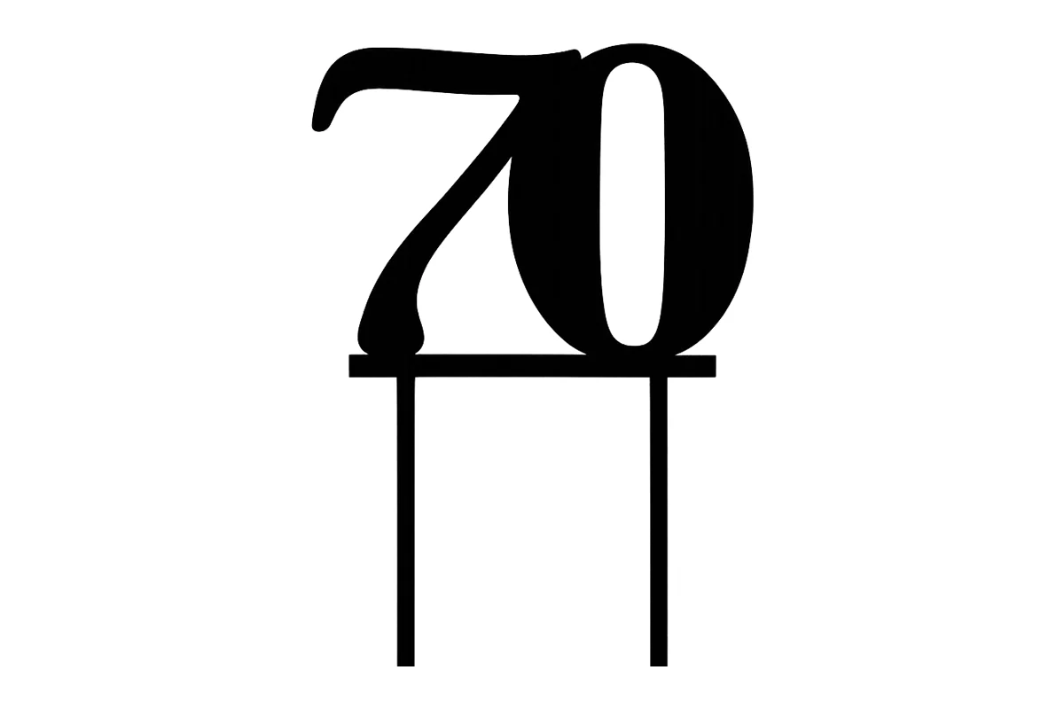 Black 70 Number Cake Topper - Anniversary Birthday - Iconic Cake Art - Image 3