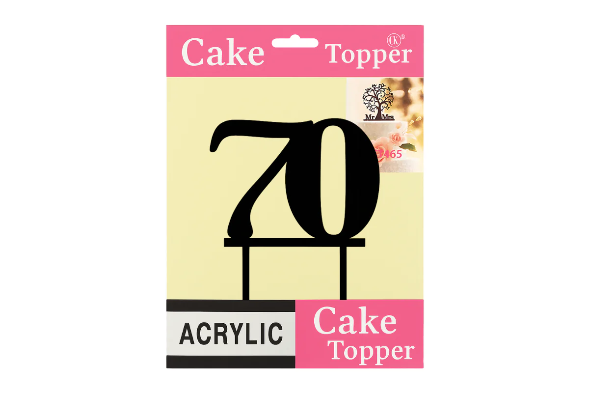 Black 70 Number Cake Topper - Anniversary Birthday - Iconic Cake Art - Image 4