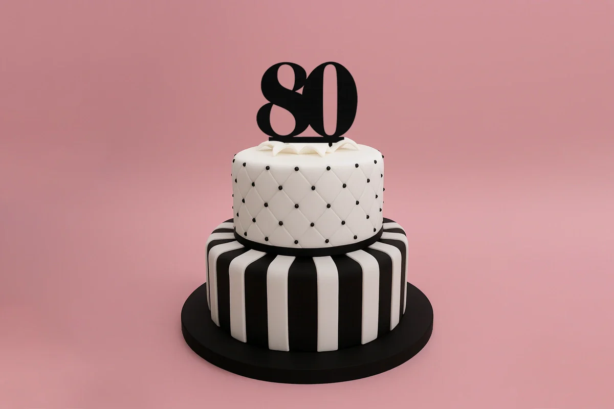 Black 80 Number Cake Topper - Anniversary Birthday - Iconic Cake Art - Image 2