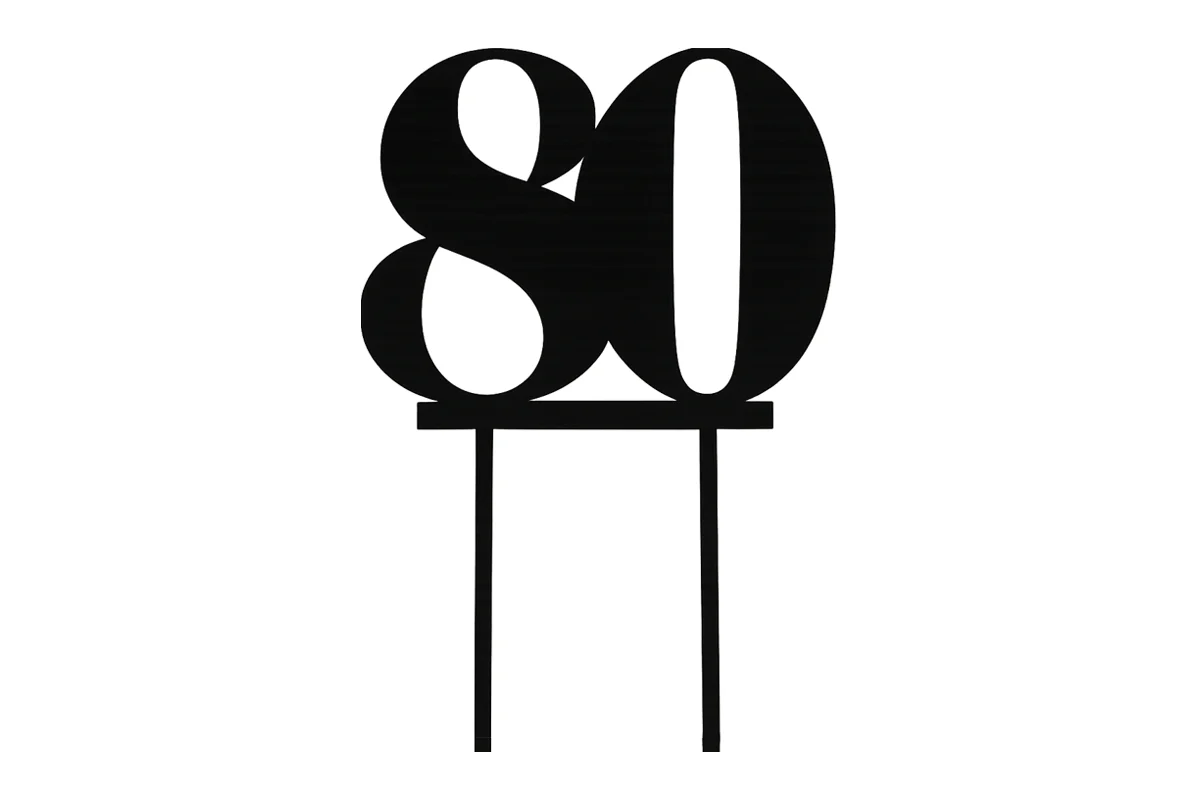Black 80 Number Cake Topper - Anniversary Birthday - Iconic Cake Art - Image 3