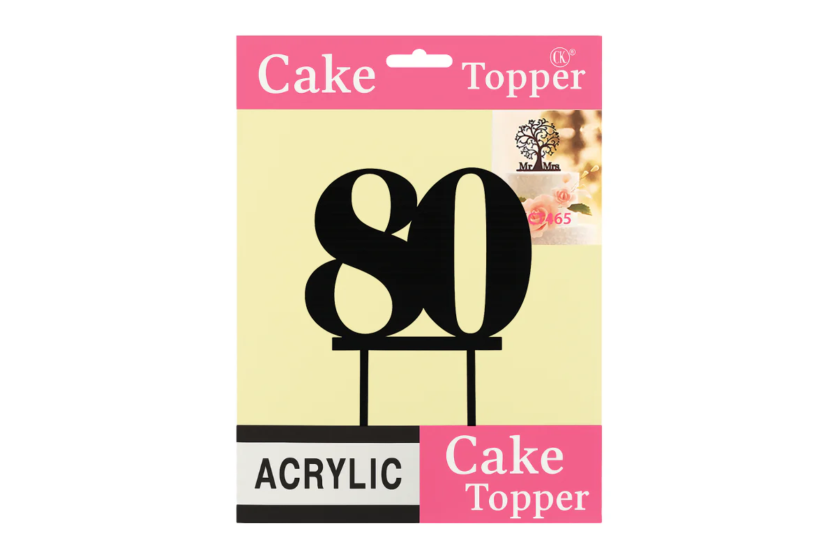 Black 80 Number Cake Topper - Anniversary Birthday - Iconic Cake Art - Image 4