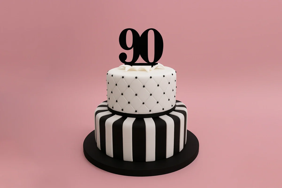 Black 90 Number Cake Topper - Anniversary Birthday - Iconic Cake Art - Image 2
