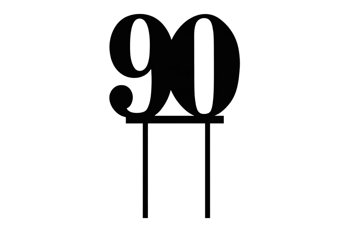 Black 90 Number Cake Topper - Anniversary Birthday - Iconic Cake Art - Image 3