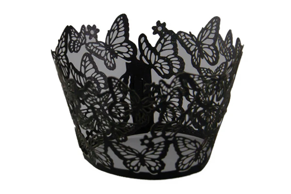 Black Butterfly Cake Wraps Cake Decorating Tools - Pack of 12 - Gateau Art