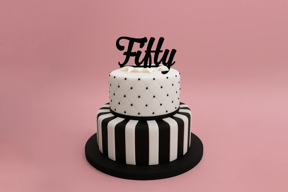 Black Fifty - Birthday Cake Topper - Iconic Cake Art - Image 2