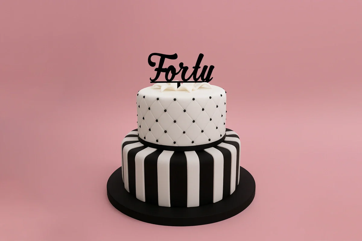 Black Forty - Birthday Cake Topper - Iconic Cake Art - Image 2
