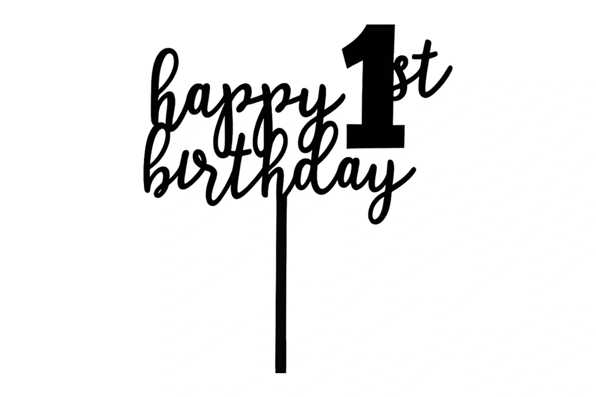 Black Happy 1st Birthday - Cake Topper - Iconic Cake Art - Image 3
