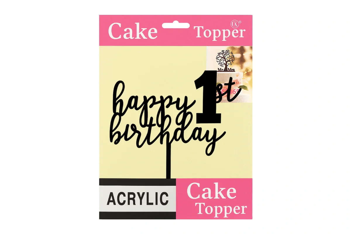 Black Happy 1st Birthday - Cake Topper - Iconic Cake Art - Image 4