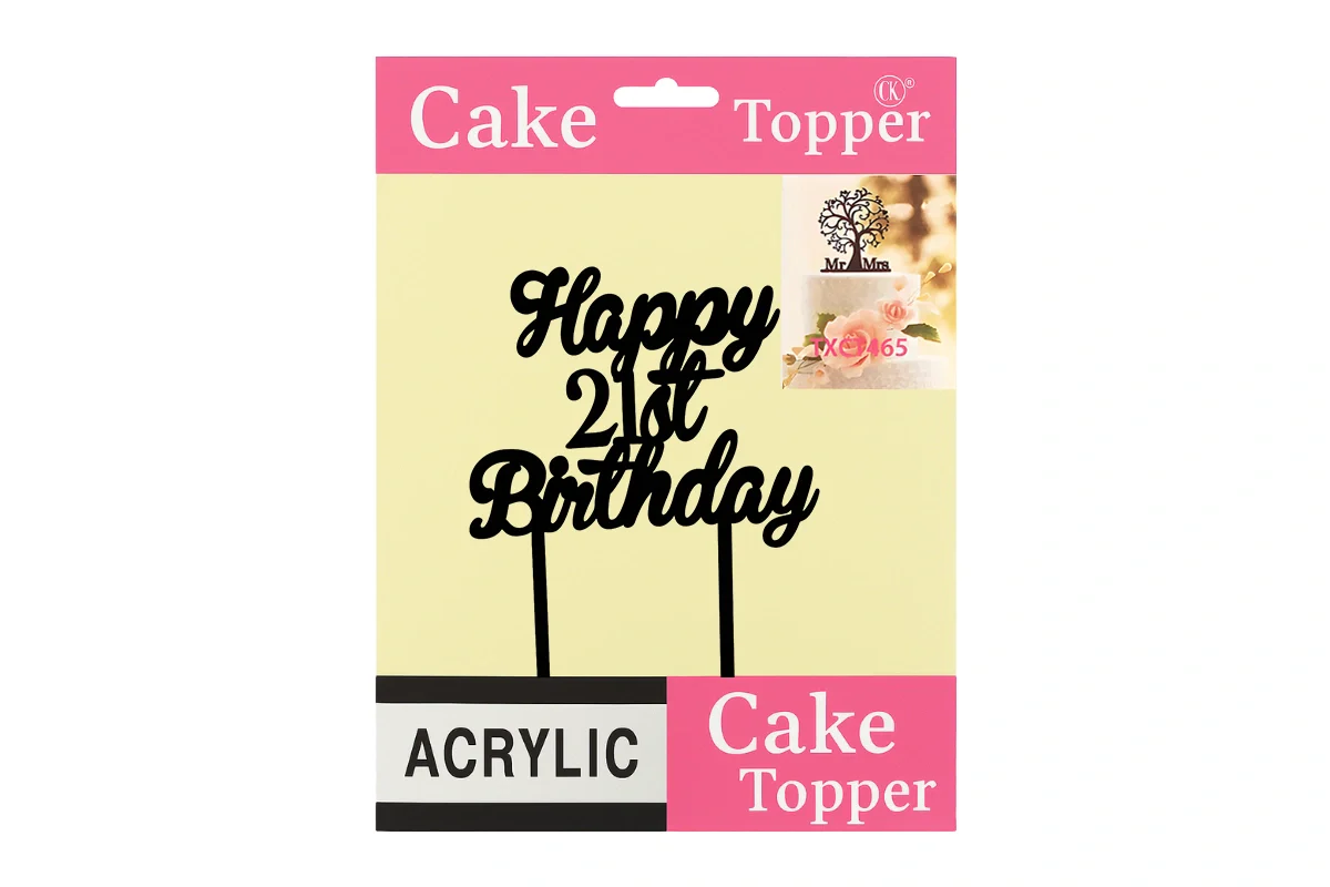 Black Happy 21st Birthday - Curled Font - Cake Topper - Iconic Cake Art - Image 4