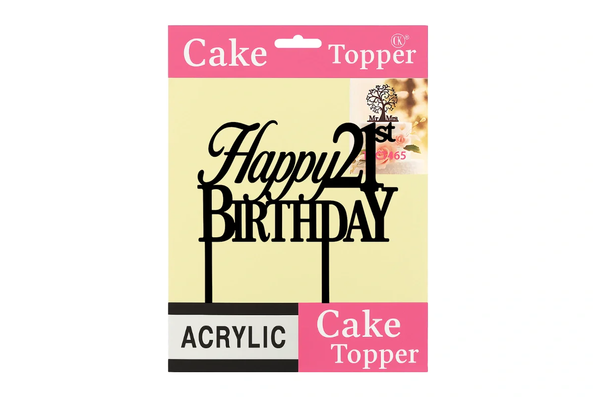 Black Happy 21st Birthday - Formal Font - Cake Topper - Iconic Cake Art - Image 4
