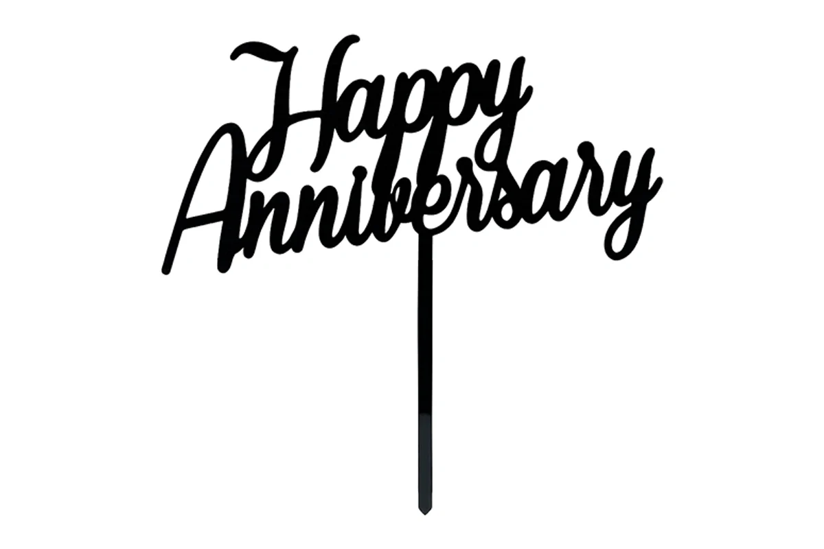 Black Happy Anniversary - Cake Topper - Iconic Cake Art - Image 3