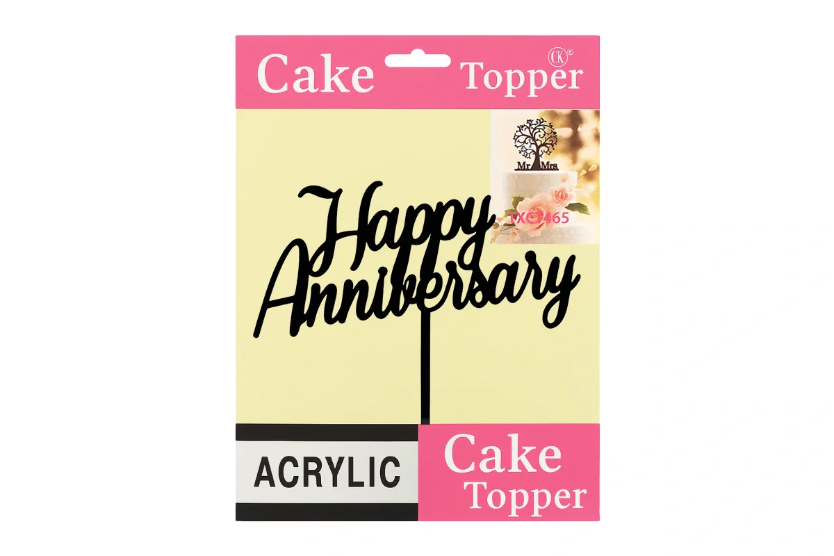 Black Happy Anniversary - Cake Topper - Iconic Cake Art - Image 4