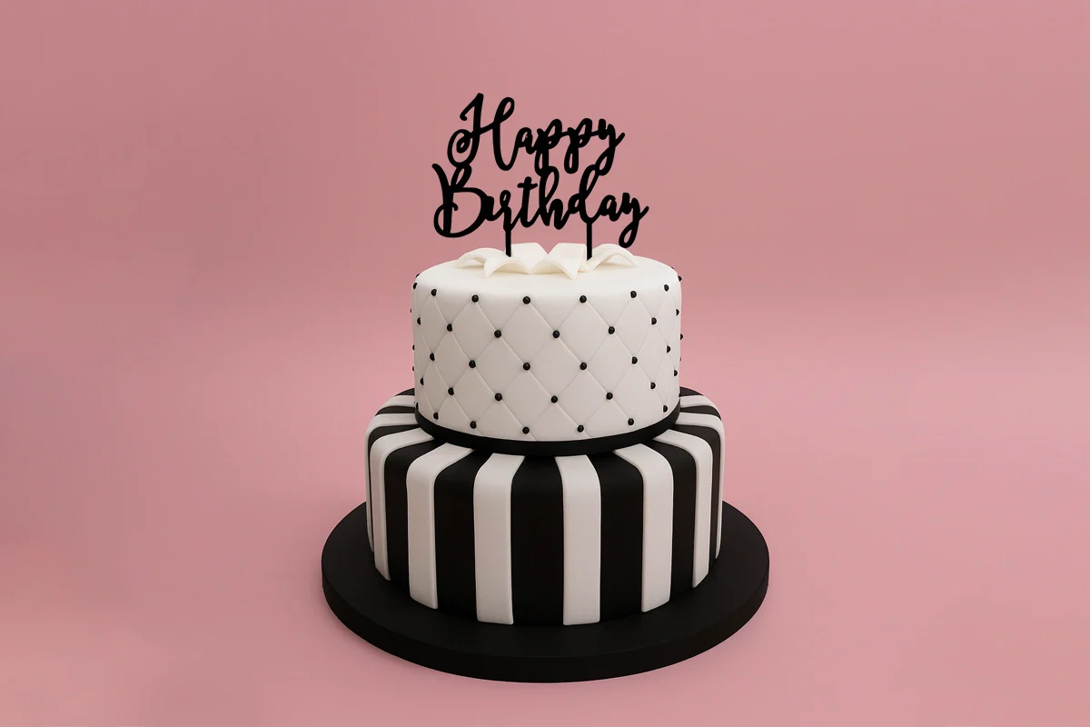 Black Happy Birthday - Cake Topper - Iconic Cake Art - Image 2