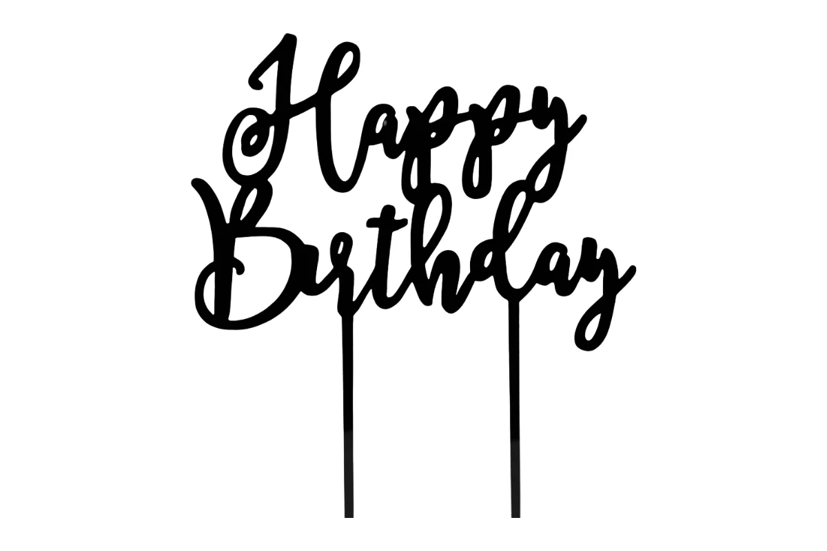 Black Happy Birthday - Cake Topper - Iconic Cake Art - Image 3
