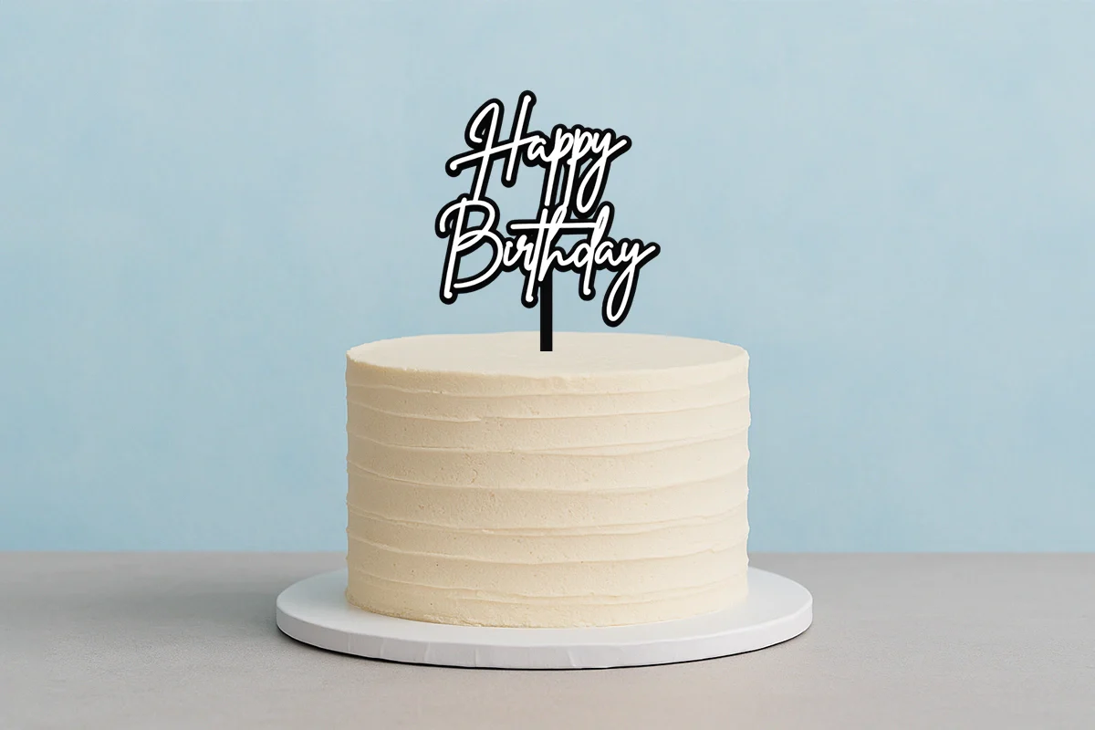 Black Happy Birthday N White - Cake Toppers - Iconic Cake Art - Image 2