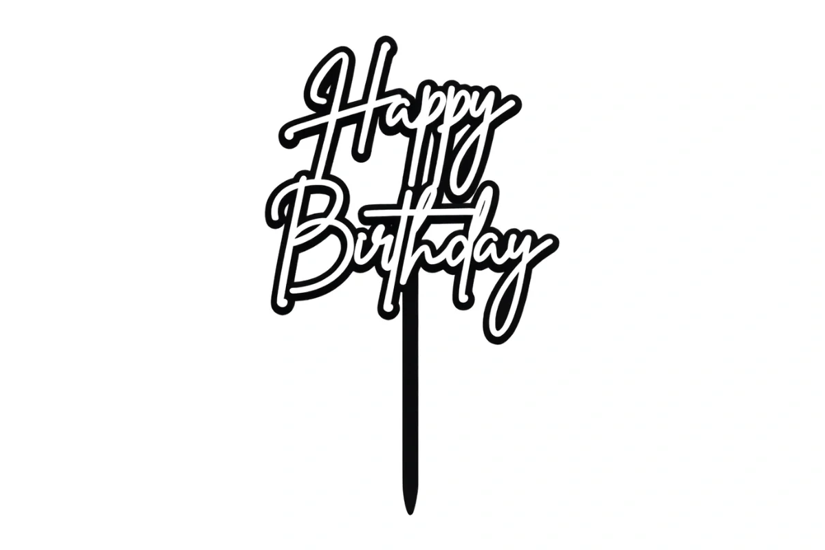 Black Happy Birthday N White - Cake Toppers - Iconic Cake Art - Image 3