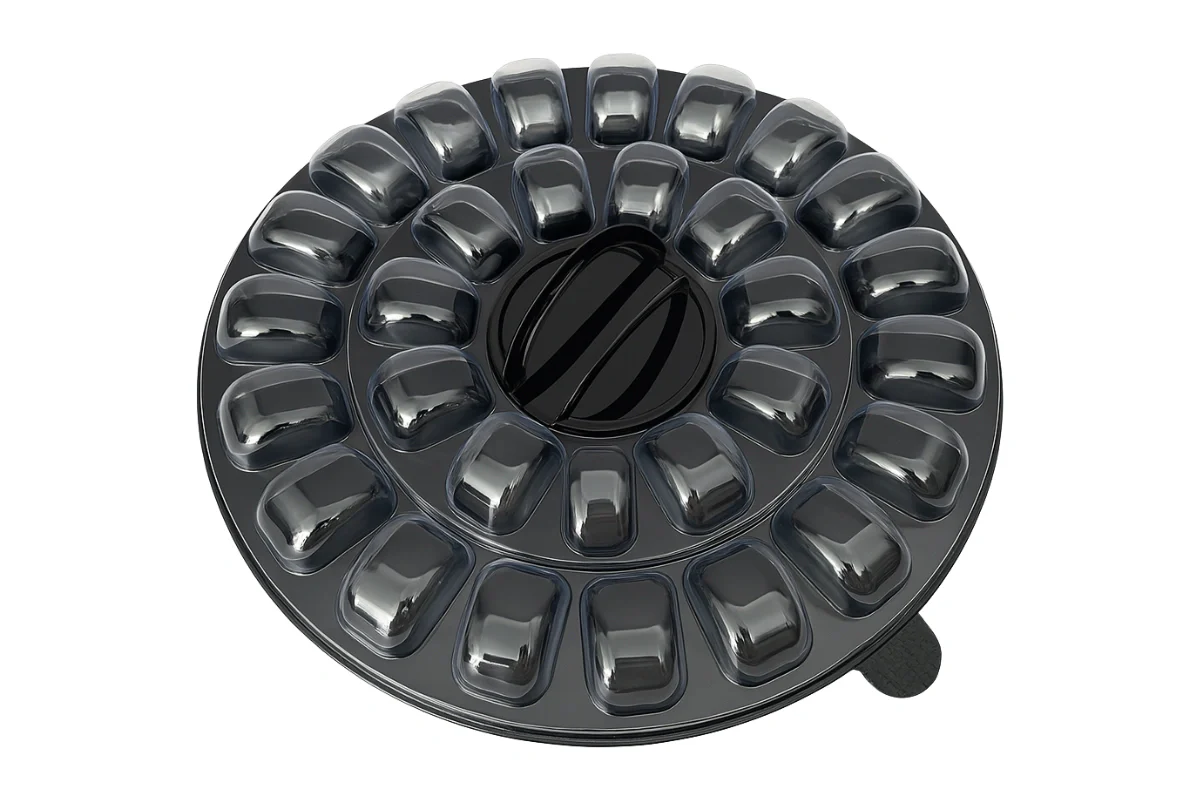 Black Macaron Pet Box with Base with Handle - Holds 33 - Iconic Cake Art - Image 2