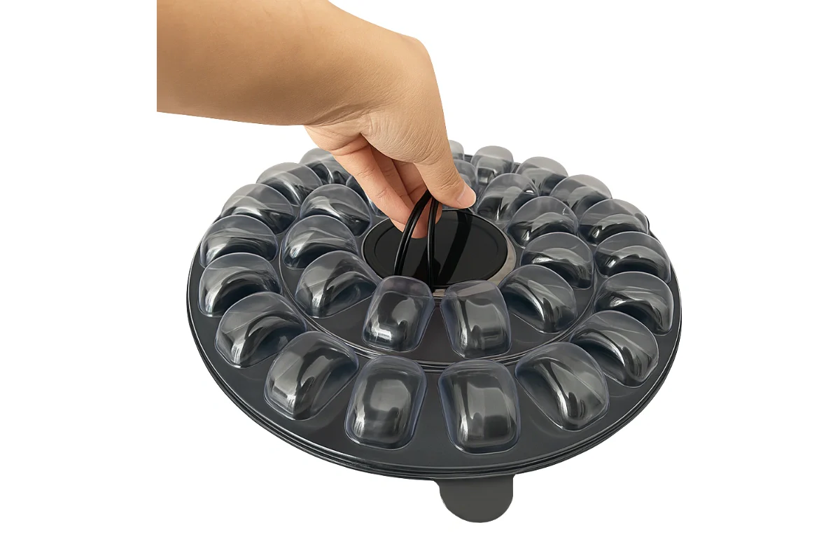 Black Macaron Pet Box with Base with Handle - Holds 33 - Iconic Cake Art - Image 3