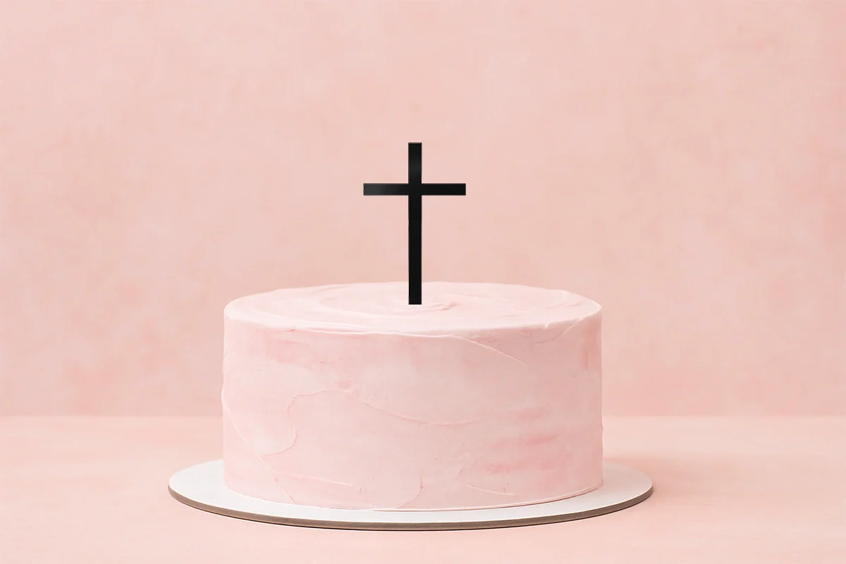 Black Mirror Cross Cake Decoration - Iconic Cake Art - Image 2