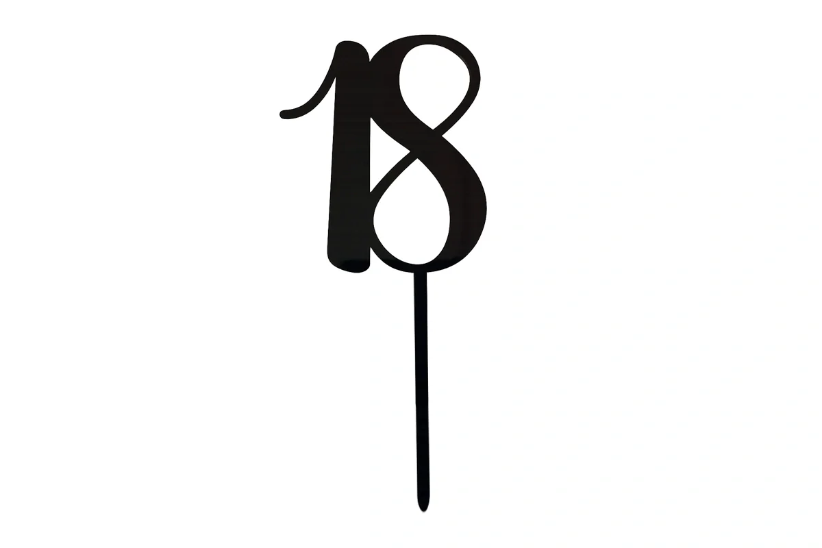 Black Number 18 Script - Cake Topper - Iconic Cake Art - Image 3