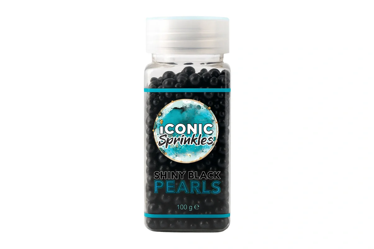 Black Shiny Pearls 100g - Iconic Sprinkles - Image 2