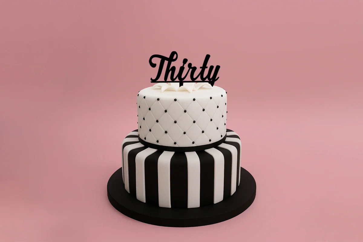 Black Thirty - Birthday Cake Topper - Iconic Cake Art - Image 2