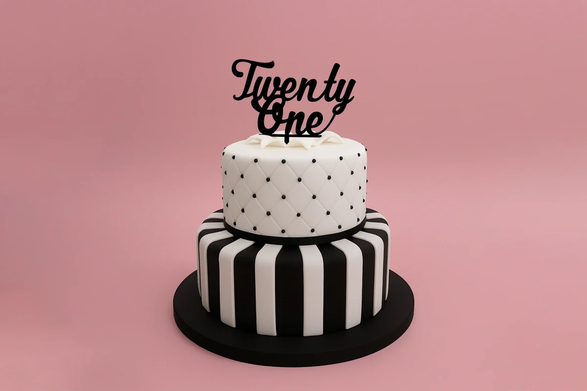 Black Twenty One - Birthday Cake Topper - Iconic Cake Art - Image 2