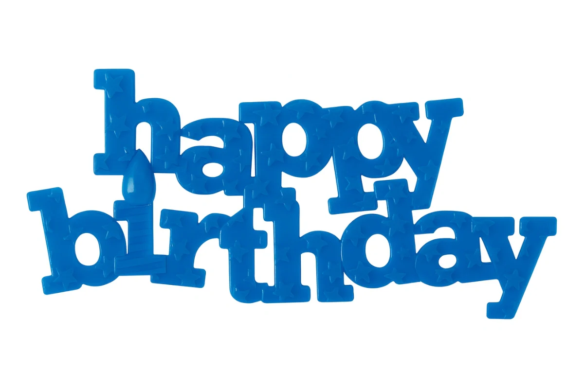 Blue Happy Birthday Block Letter Layon - Bakery Crafts