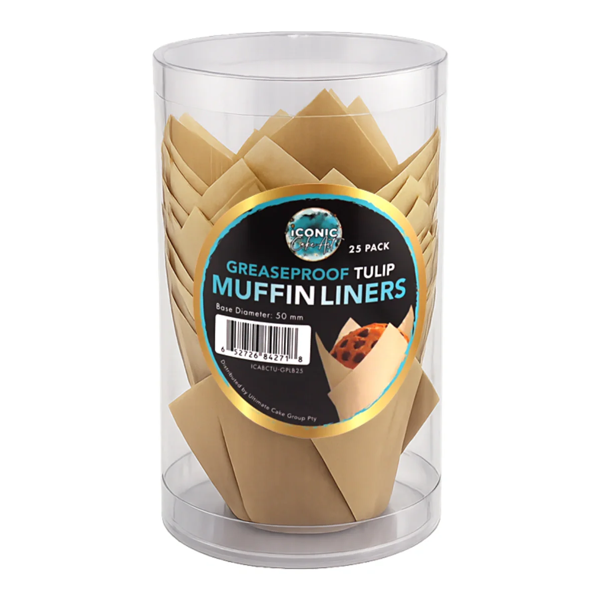 Brown Light Greaseproof Tulip Baking Cups (25 Pack) - Iconic Cake Art - Image 2