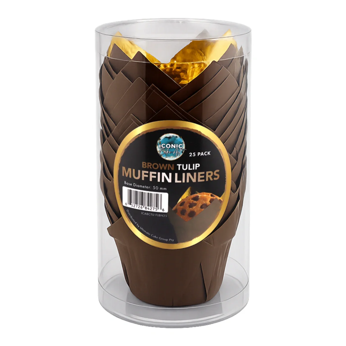 Brown Tulip Baking Cups (25 Pack) - Iconic Cake Art - Image 2